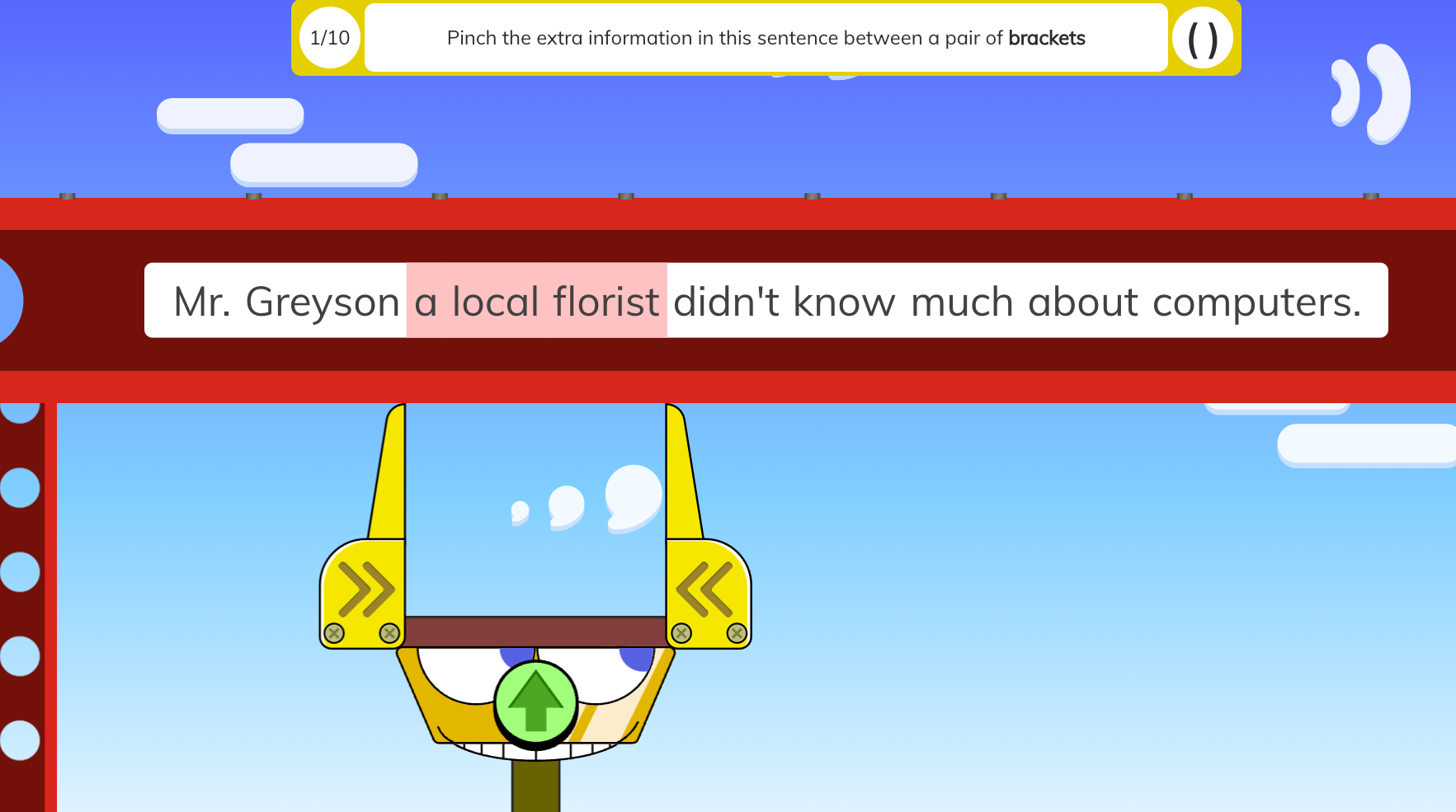 Screenshot of Dare the super Hare popping the letter P grapheme to spell the word past