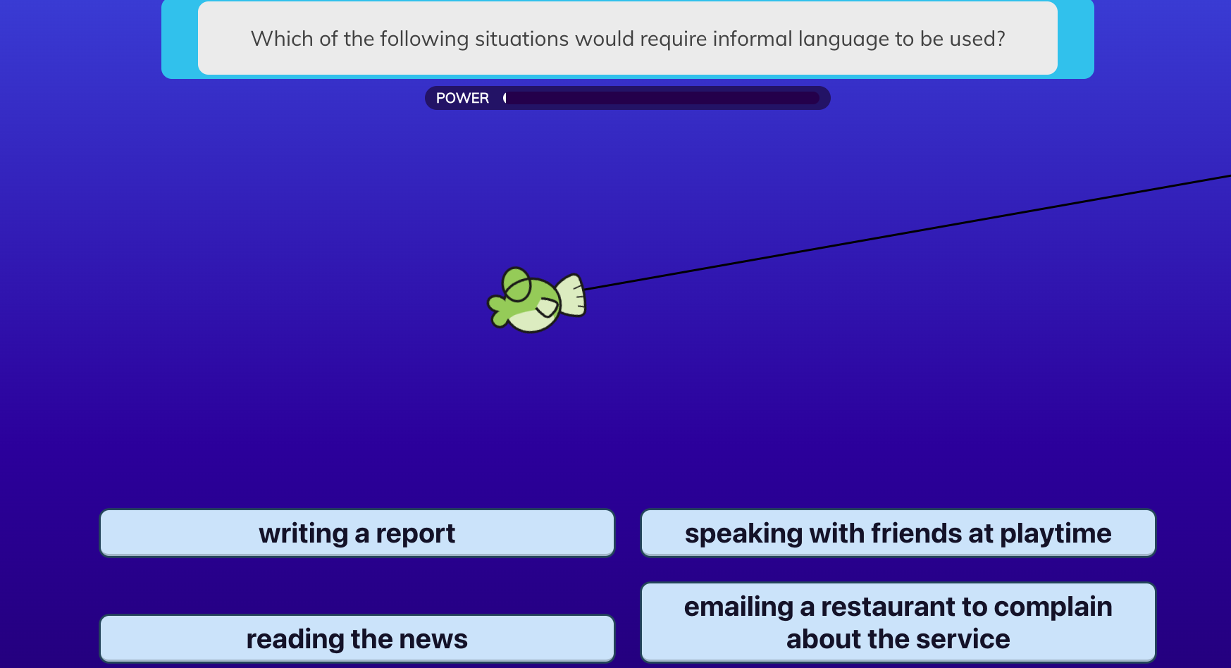Screenshot of Dare the super Hare popping the letter P grapheme to spell the word past