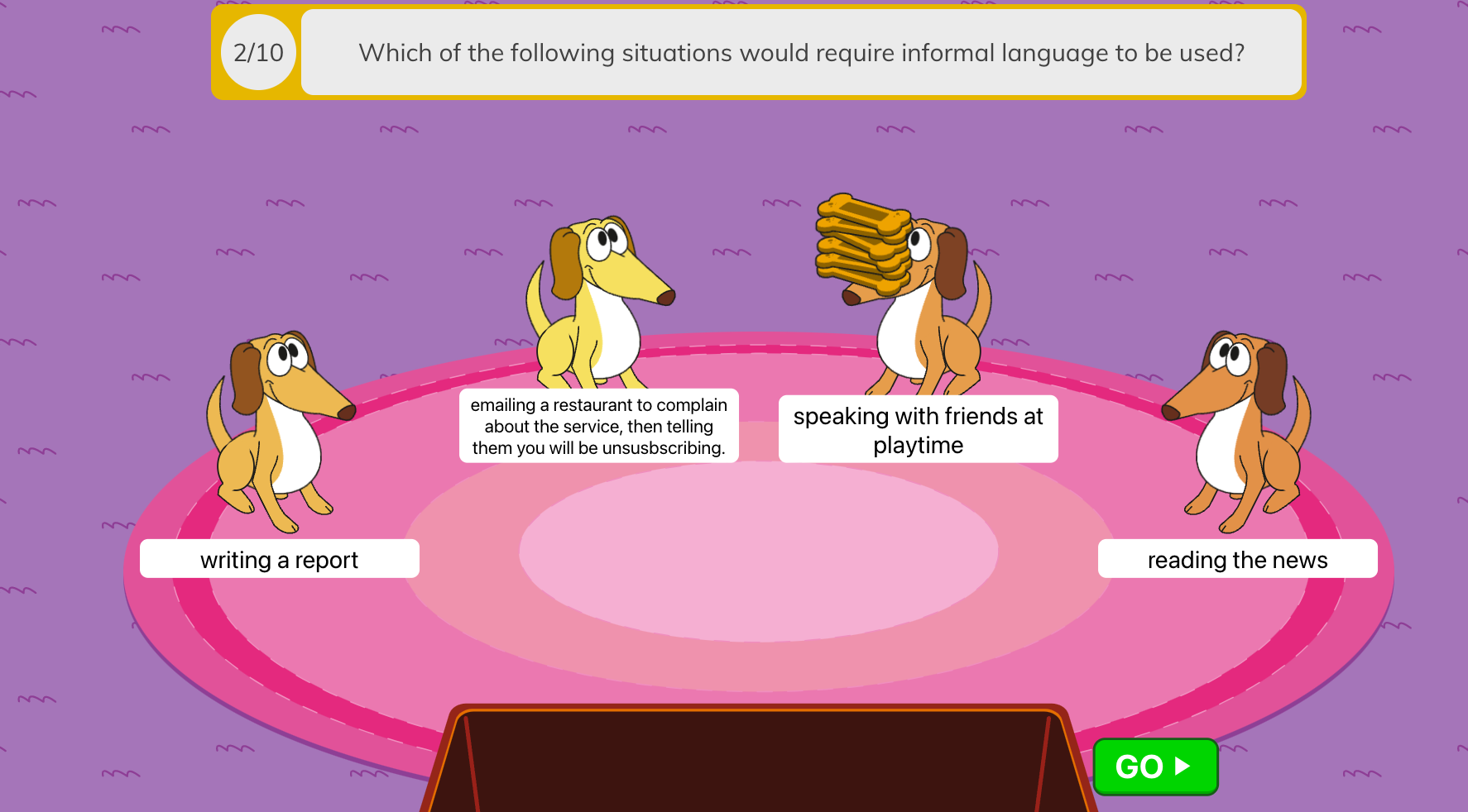 Screenshot of Toybox style games showing boy character Joe reading the word sap