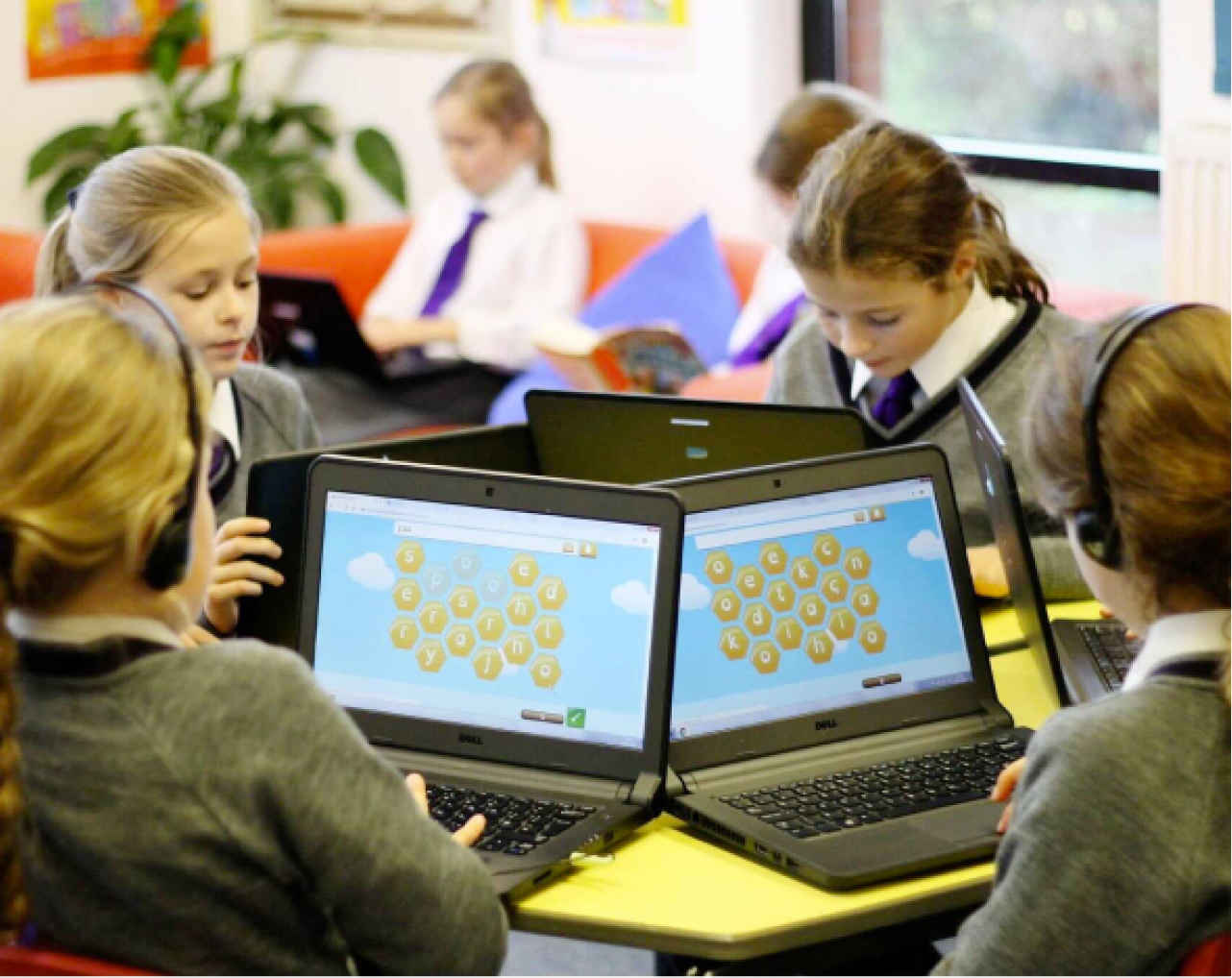 students in school playing EdShed games
