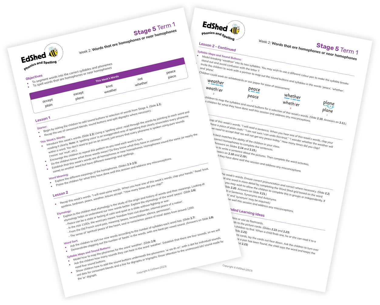 Flatlay of intermediate phase lesson plan