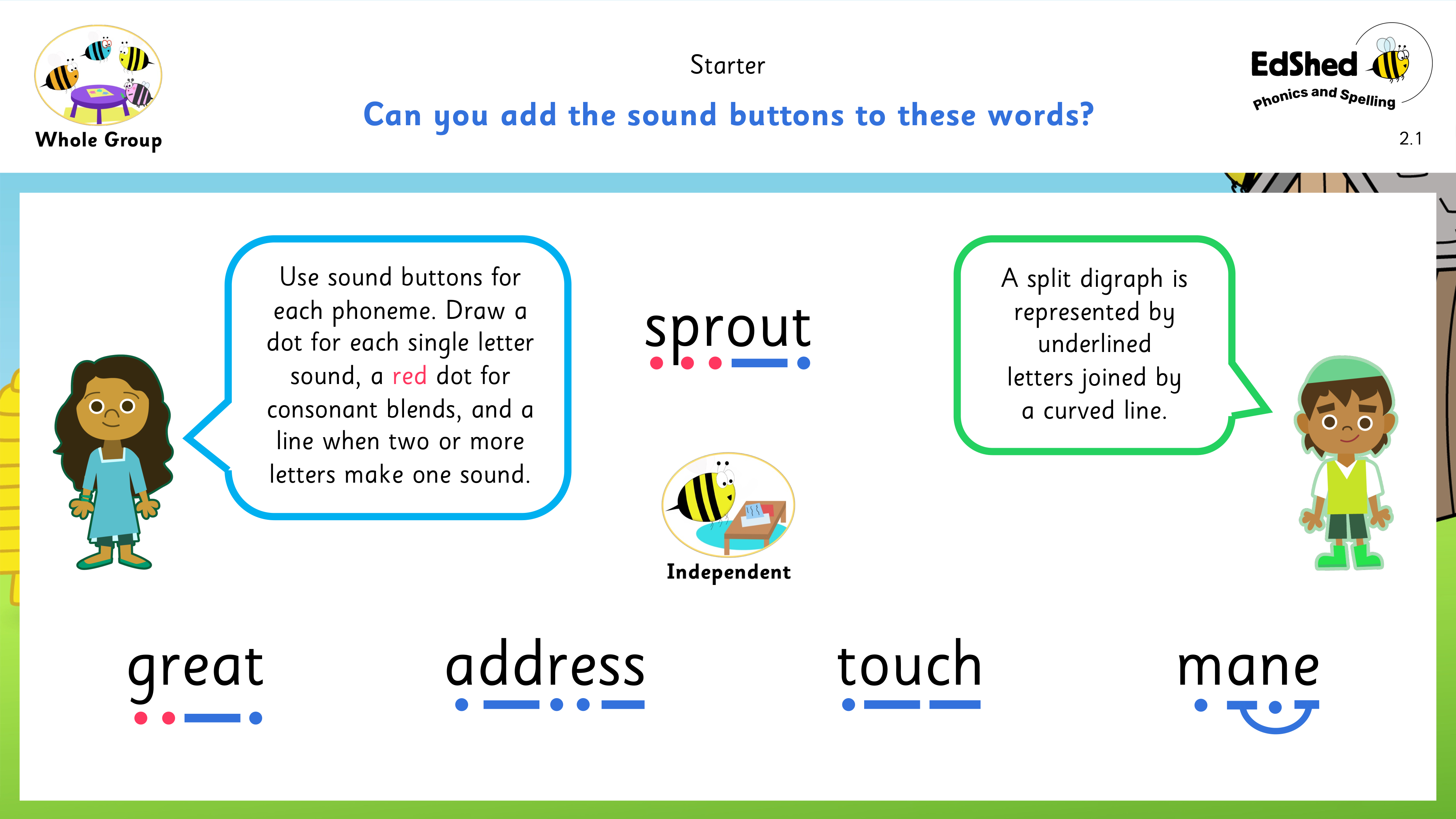 Lesson presentation slide for using sound buttons