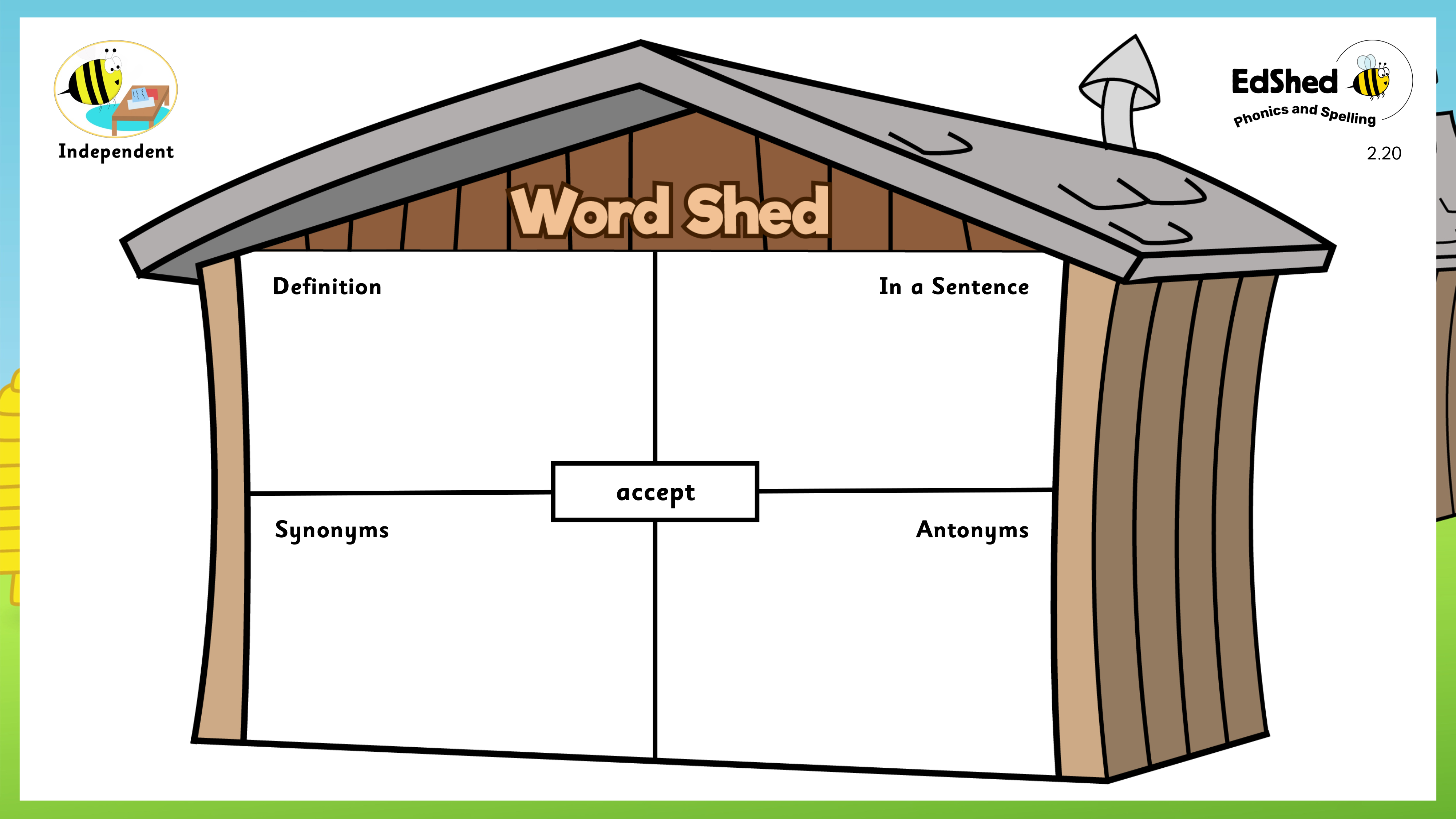 Lesson presentation slide of Word Shed for accept