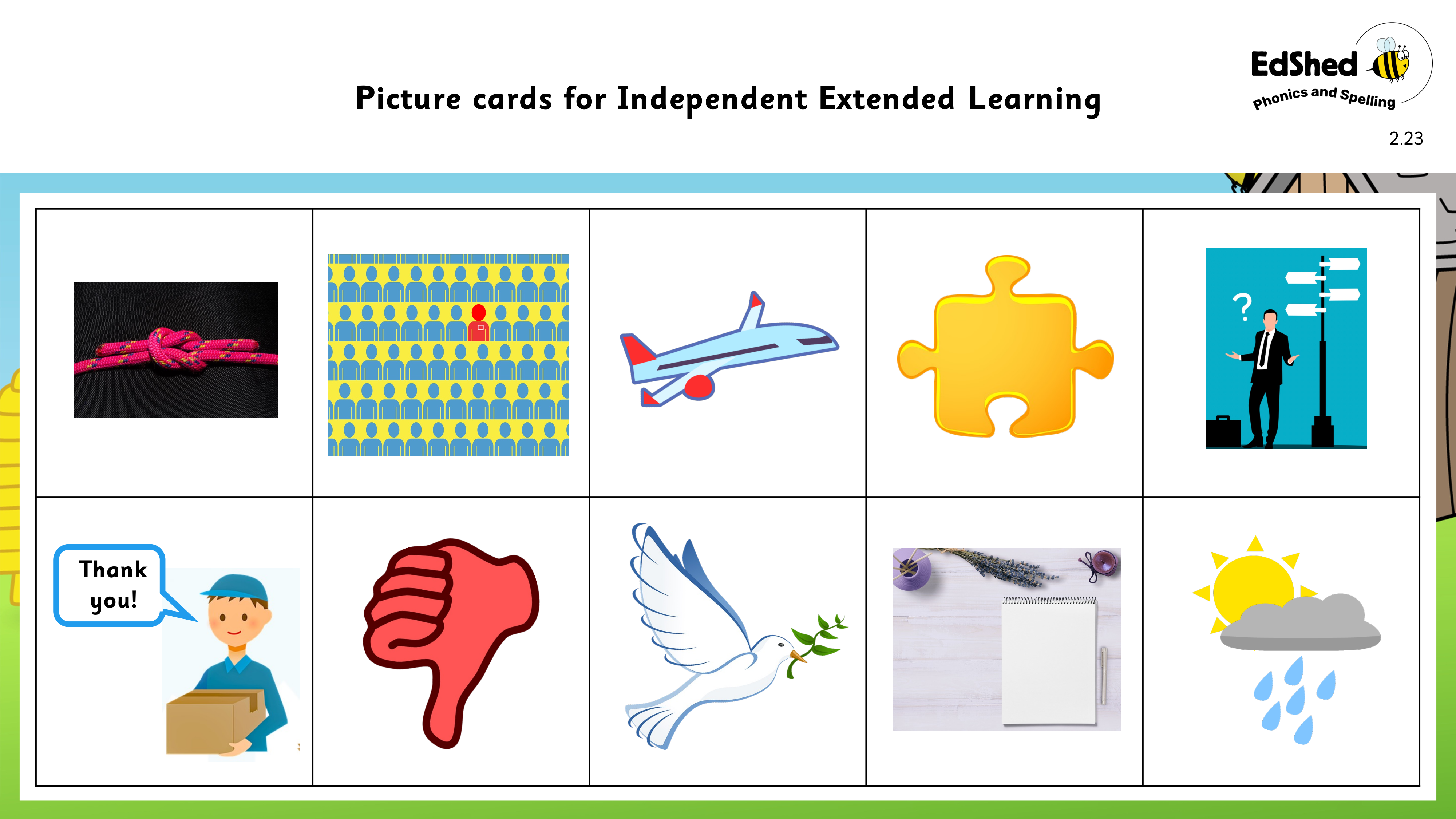 Lesson presentation Picture cards for independent extended learning
